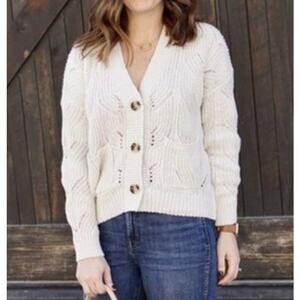 Madewell Hillview Cotton Cardigan Sweater Antique Cream